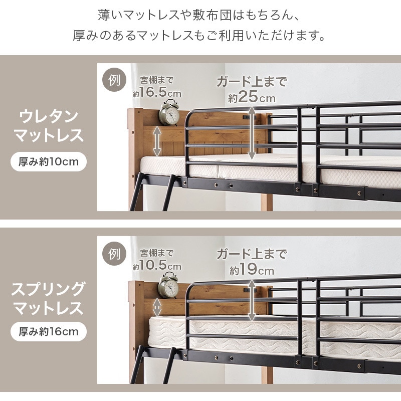 MB-5157NA ロフトベッド ロータイプ ～ ミドルタイプ 高さ137/162 萩原