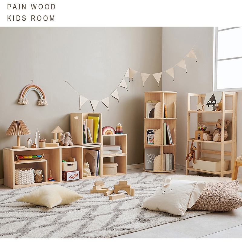 MUD-6427NA 回転ラック 丸型 選べる3/4段 パイン 萩原 ナチュラル色