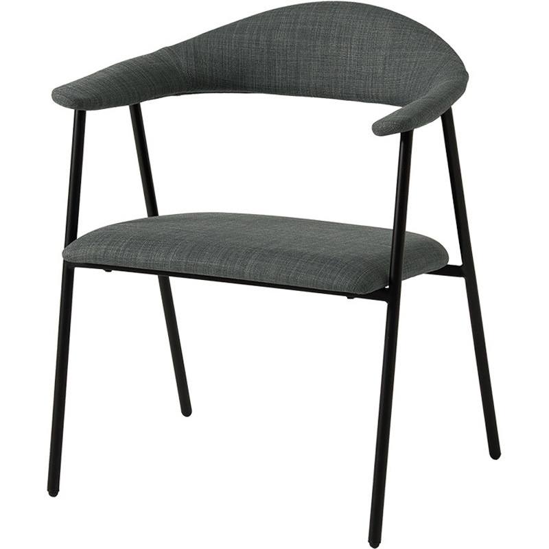 LC-4620-DGY 座面が広い ダイニングチェア 1脚 アームチェア 肘付き レザー調 シンプル スチール 単品 萩原 1台(1台) LC-4620-DGY