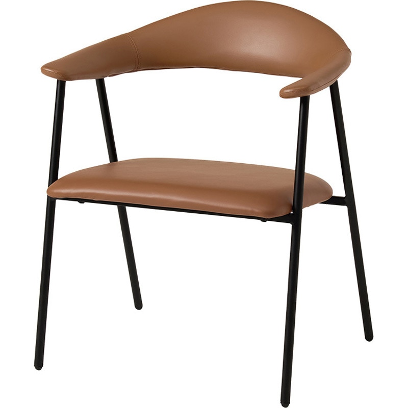 LC-4620-PBR 座面が広い ダイニングチェア 1脚 アームチェア 肘付き レザー調 シンプル スチール 単品 萩原 1台(1台) LC-4620-PBR
