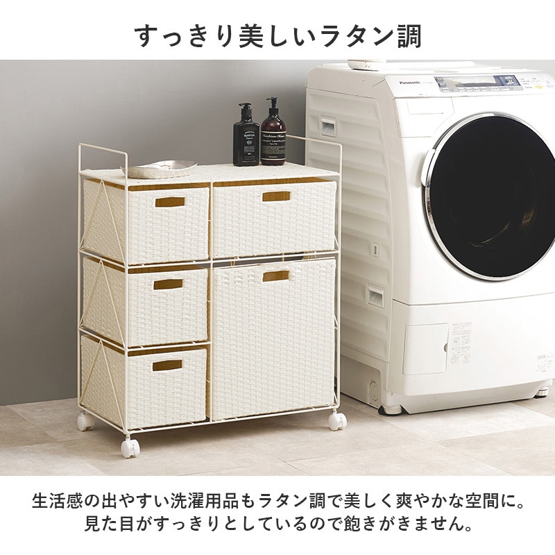 RAN-2458WH ランドリーチェスト 幅40/65cm ワゴン 洗面台収納 萩原