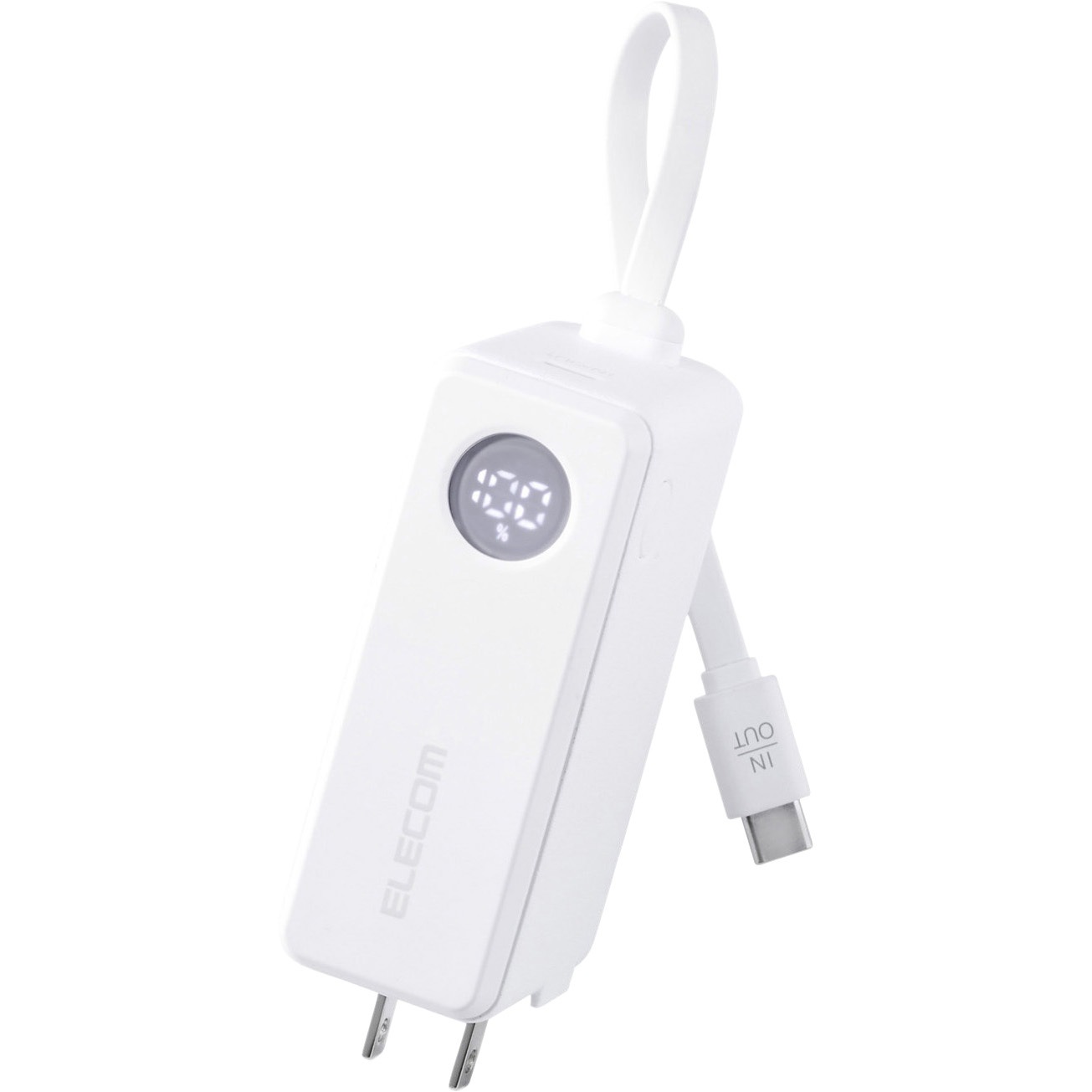 EC-C30LWH モバイルバッテリー 5000mAh (USB Type-Cケーブル/コンセント一体型) PD コンパクト USB-C×1 エレコム ホワイト色   EC-C30LWH 5,113円