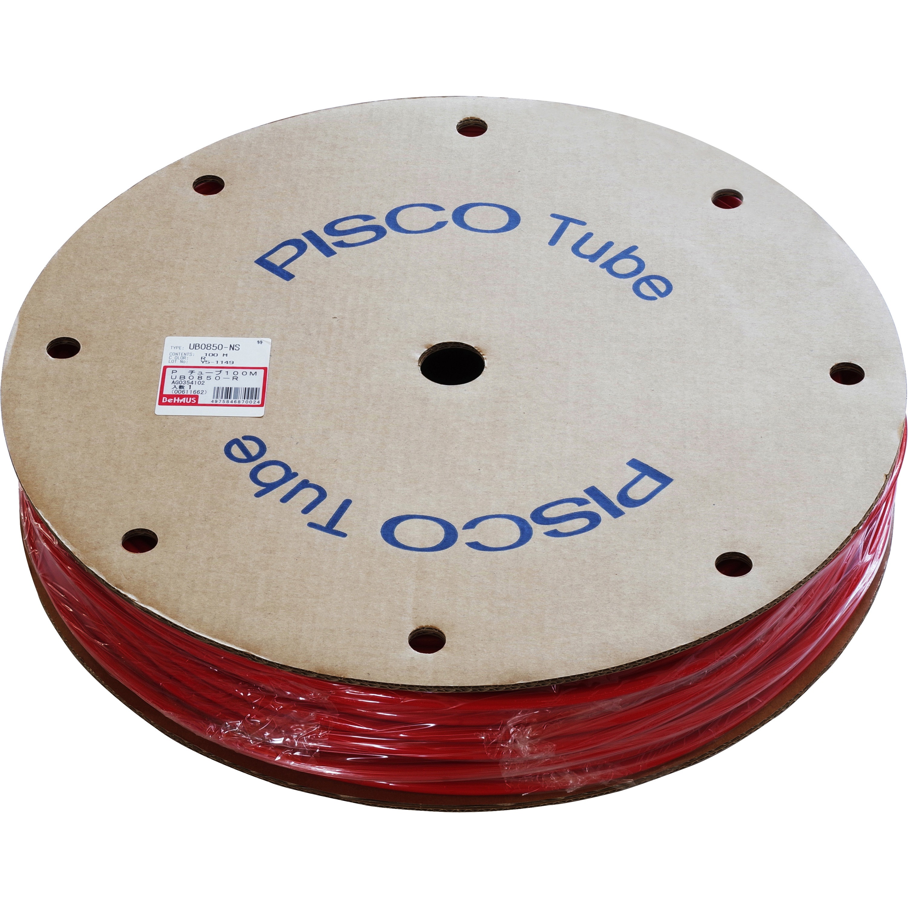 UB0850-100-R ポリウレタンチューブ 赤 BeHAUS 柔軟性 長さ100m  UB0850-100-R