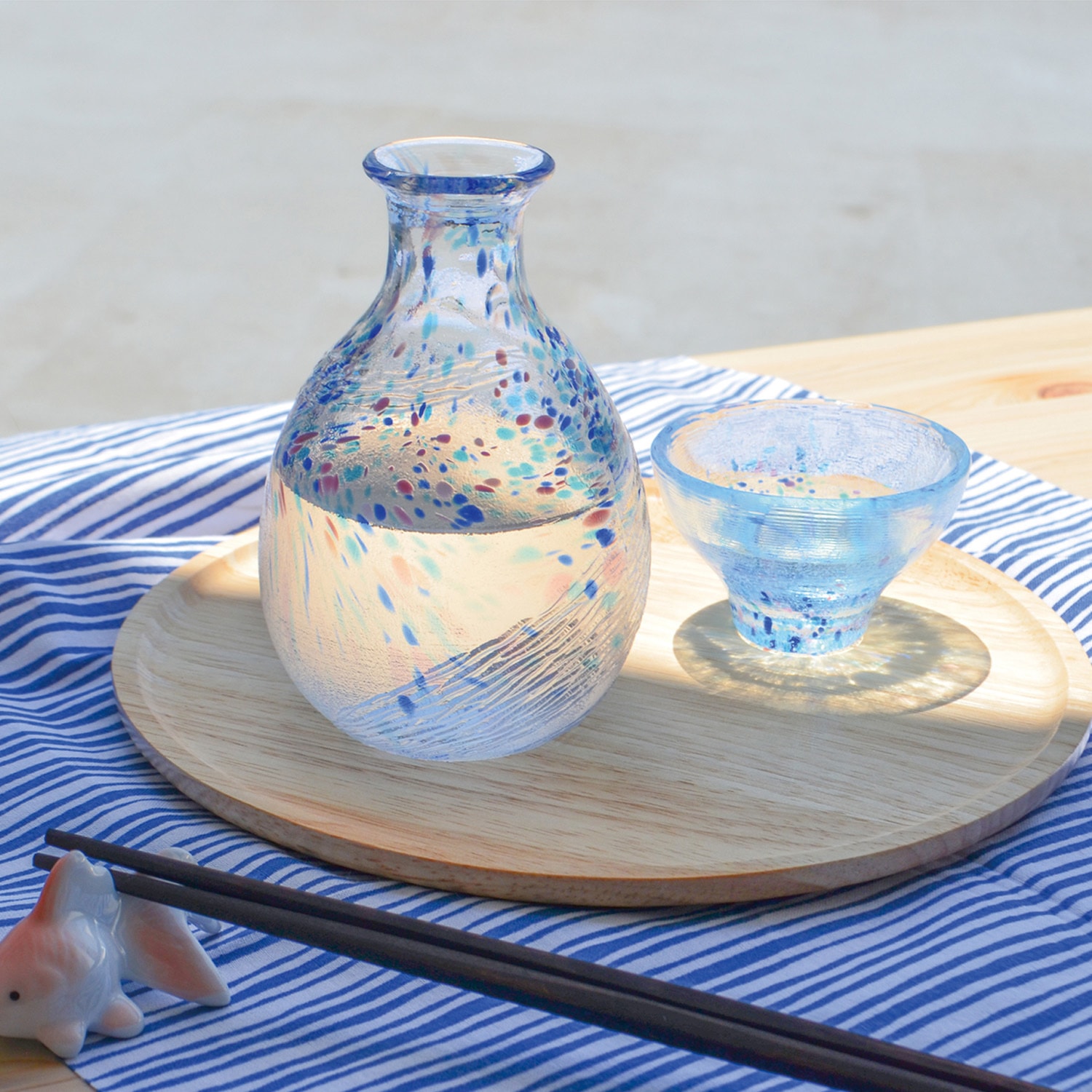 ガラス工芸作家　郡和子作　酒器　ぐい呑み　２点セット ヨーヨーぐい呑み徳利セット | ガラス工房FARO