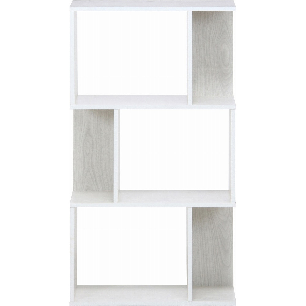 98712 S型ディスプレイラック 3段 不二貿易 材質:木 ホワイト