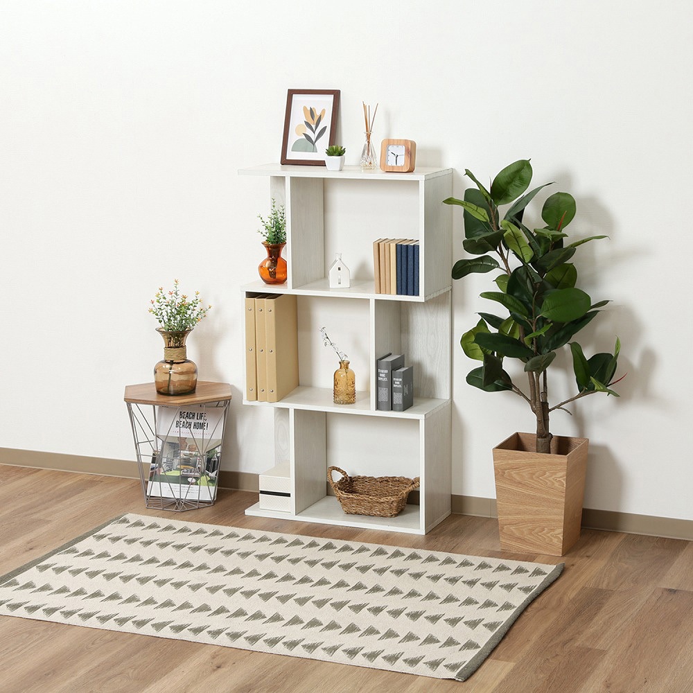 98712 S型ディスプレイラック 3段 不二貿易 材質:木 ホワイト