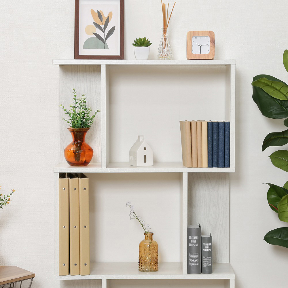 98712 S型ディスプレイラック 3段 不二貿易 材質:木 ホワイト