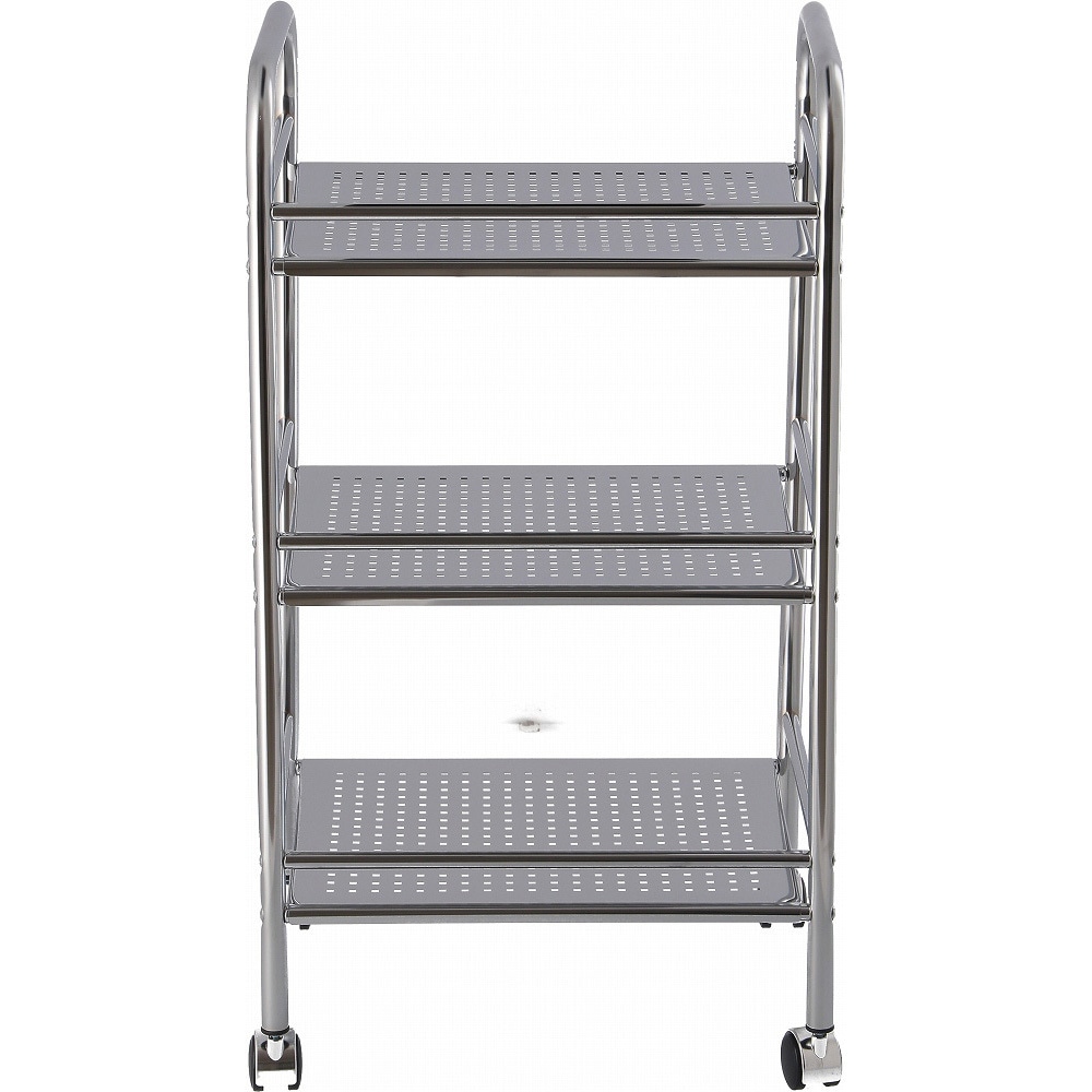 93397 マルチワゴン 不二貿易 キャスターあり 3段 クロム色 - 【通販