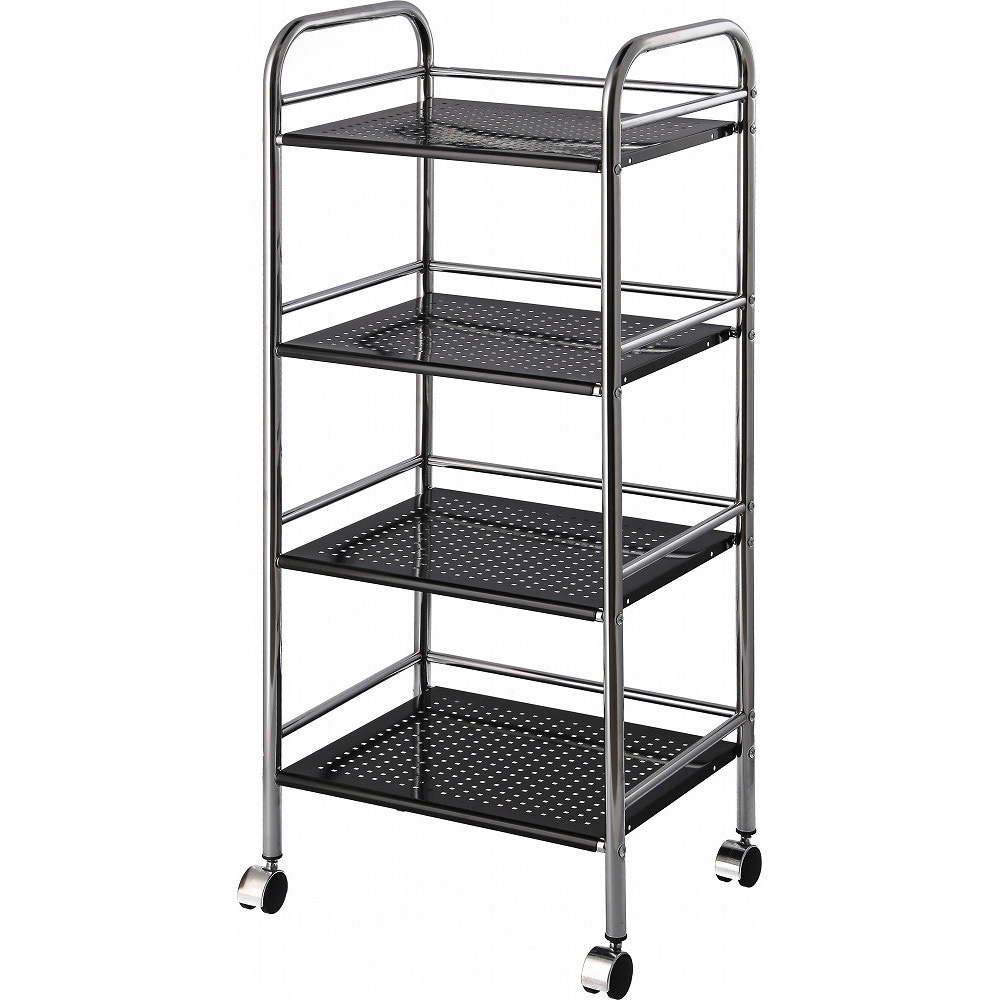 93398 マルチワゴン 不二貿易 キャスターあり 4段 ブラック色
