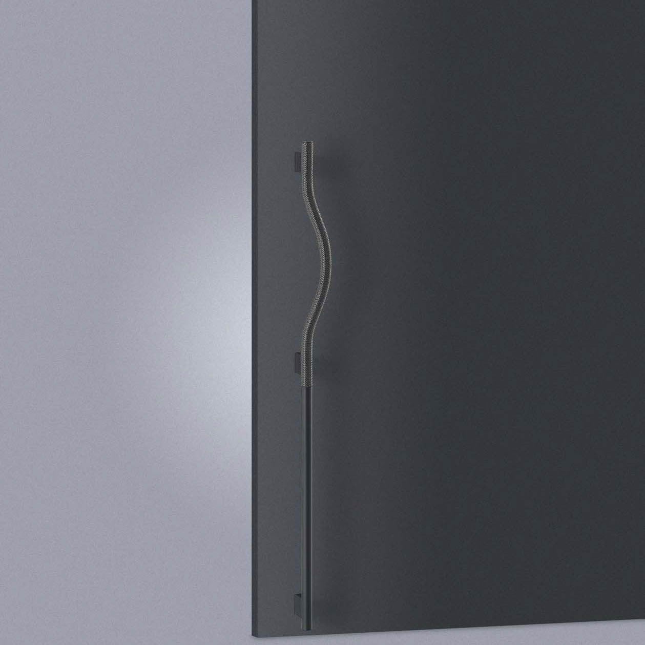 T1247-02-991-L 【オーダー】ドアハンドル 丸型 振り出しタイプ ブレイドレザー T1247 UNION(ユニオン) 防静電機能 内外1組仕様