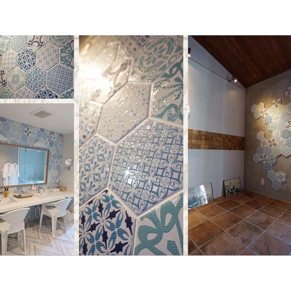 スカンジナビアンスノーフレイク 603 6角形デザインタイル 磁器質タイル マテリアルワールド 寸法 1辺 100 Mm 厚さ 10mm 1セット 10枚 通販モノタロウ