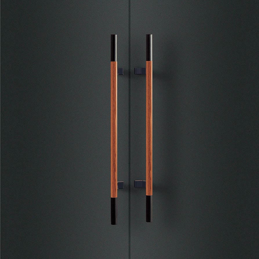 T3321-35-184 【オーダー】ドアハンドル 丸型 振り出しタイプ ユニウッド(積層強化木) T3321 UNION(ユニオン) 内外1組仕様