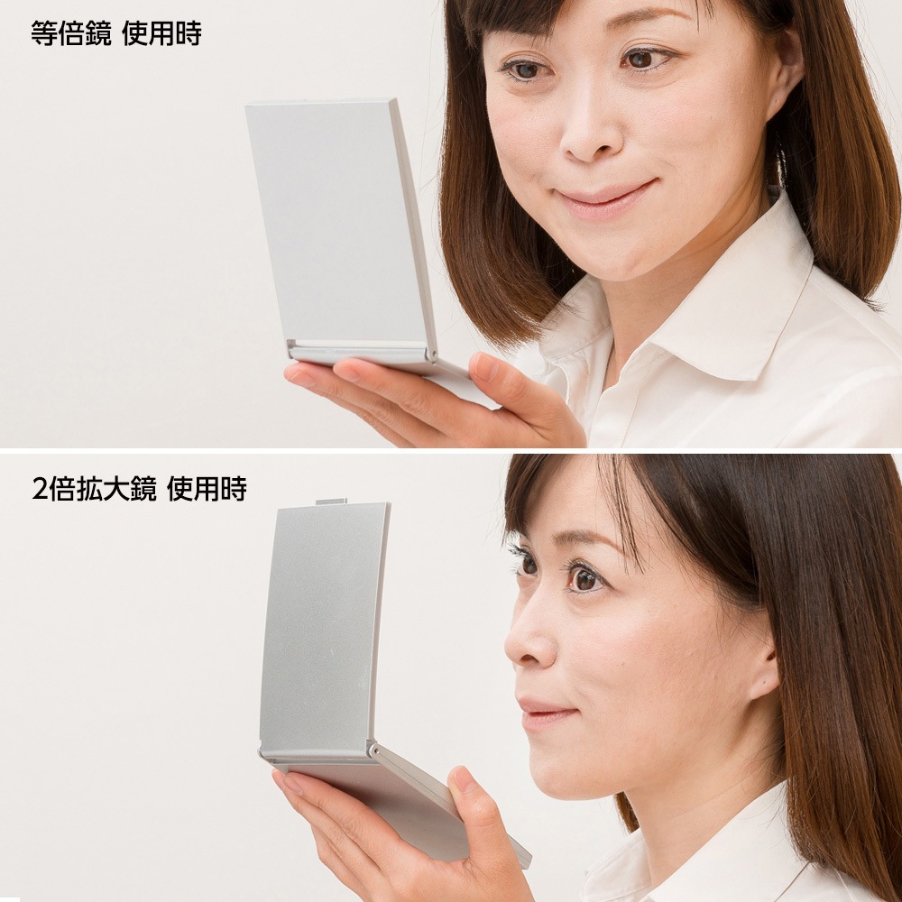 NZC-02SV 等倍・拡大両面角型コンパクトナピュアミラー 1個 堀内鏡工業