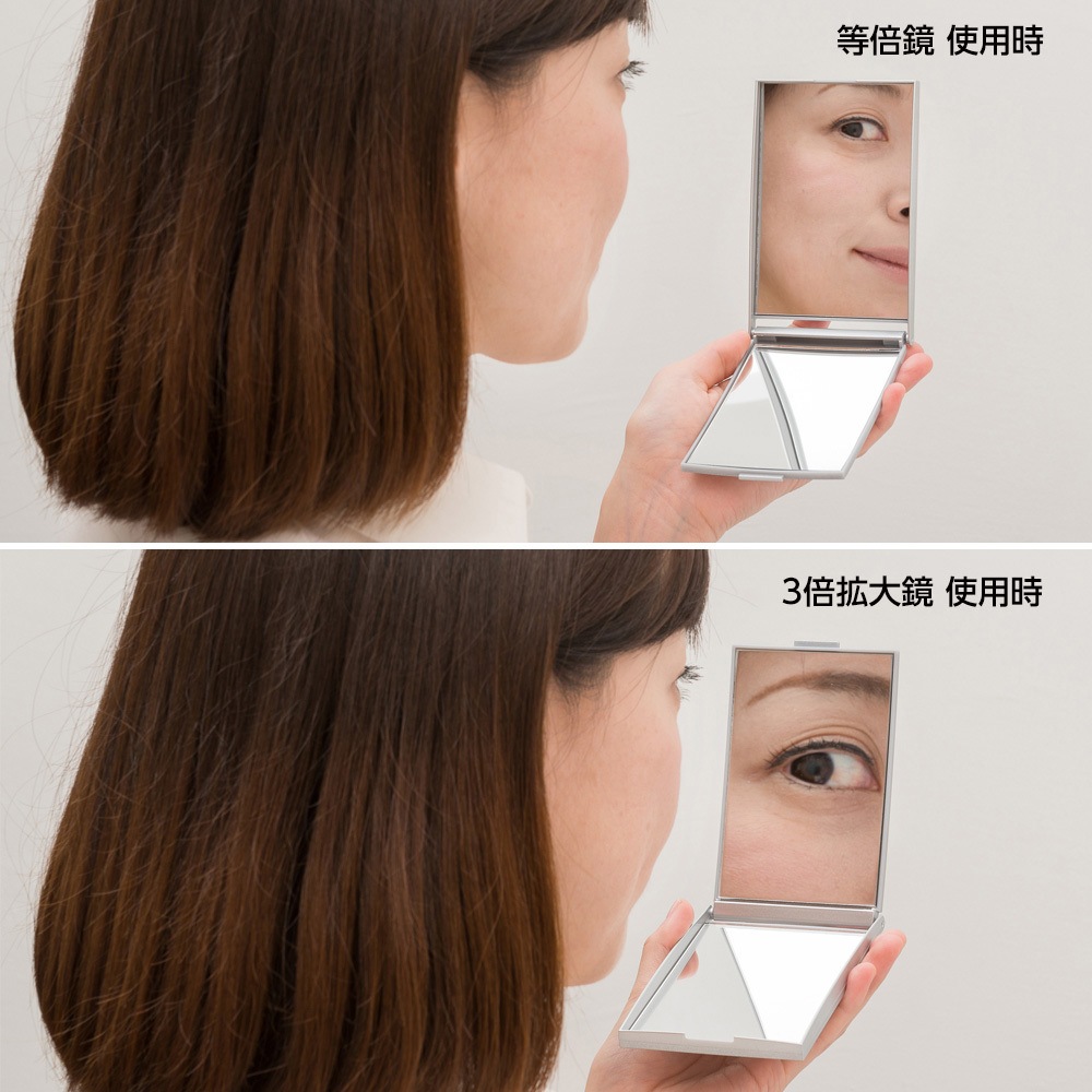 NZC-03SV 等倍・拡大両面角型コンパクトナピュアミラー 1個 堀内鏡工業