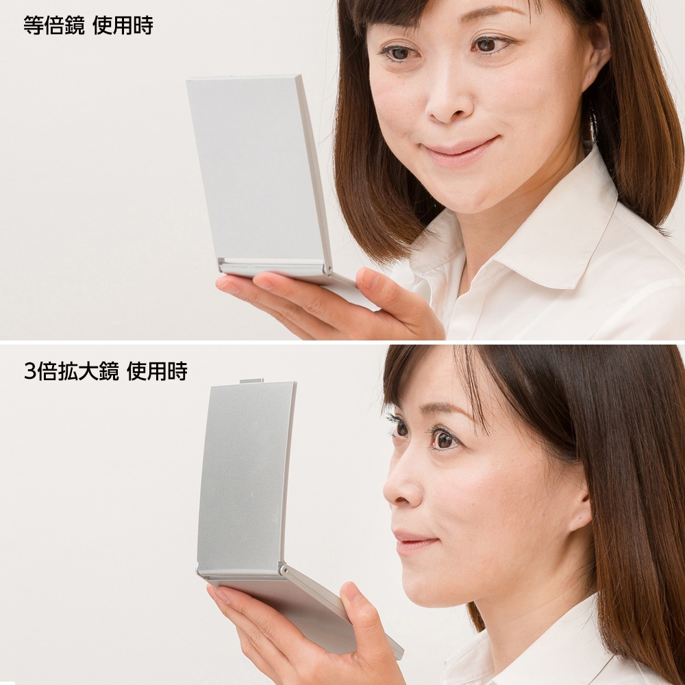 NZC-03SV 等倍・拡大両面角型コンパクトナピュアミラー 1個 堀内鏡工業