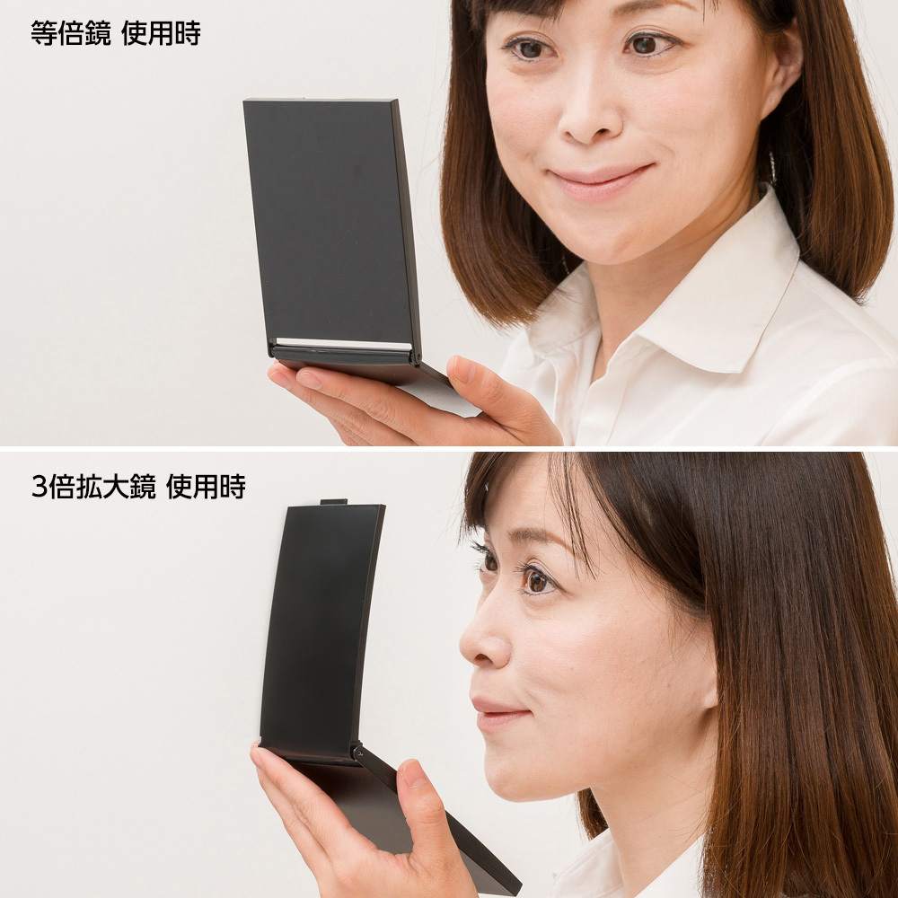 NZC-03BK 等倍・拡大両面角型コンパクトナピュアミラー 1個 堀内鏡工業