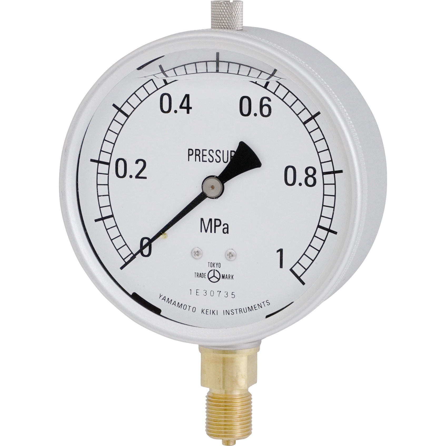 AU 3/8G 100×1MPA グリセリン入圧力計(立形・つばなし) 山本計器 圧力レンジ0～1MPa G3/8 屋内屋外兼用 外径100mm