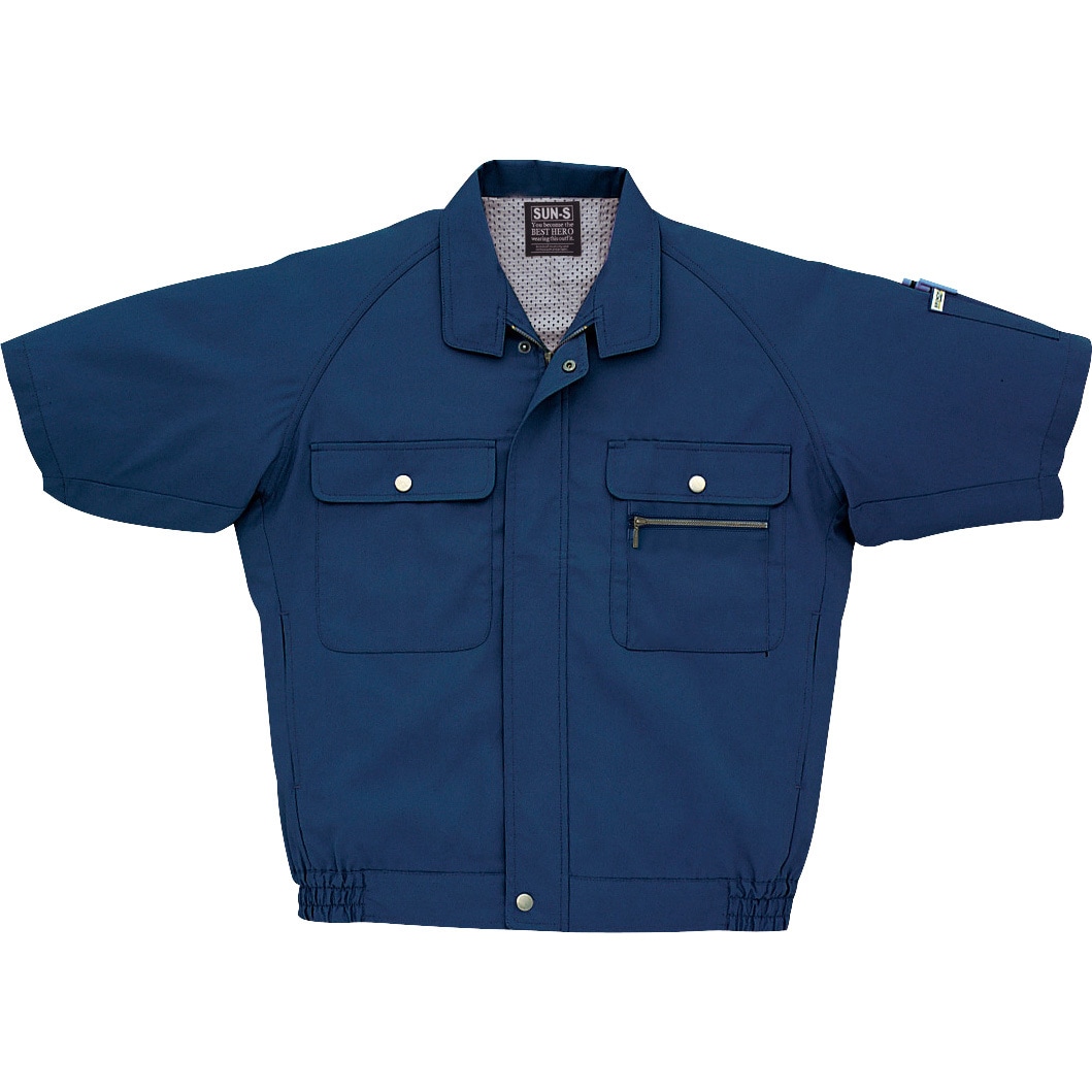 WA322 半袖ラグラントリカットブルゾン WA322 サンエス サマーツイル ネイビー色 S着丈60cm 5,571円