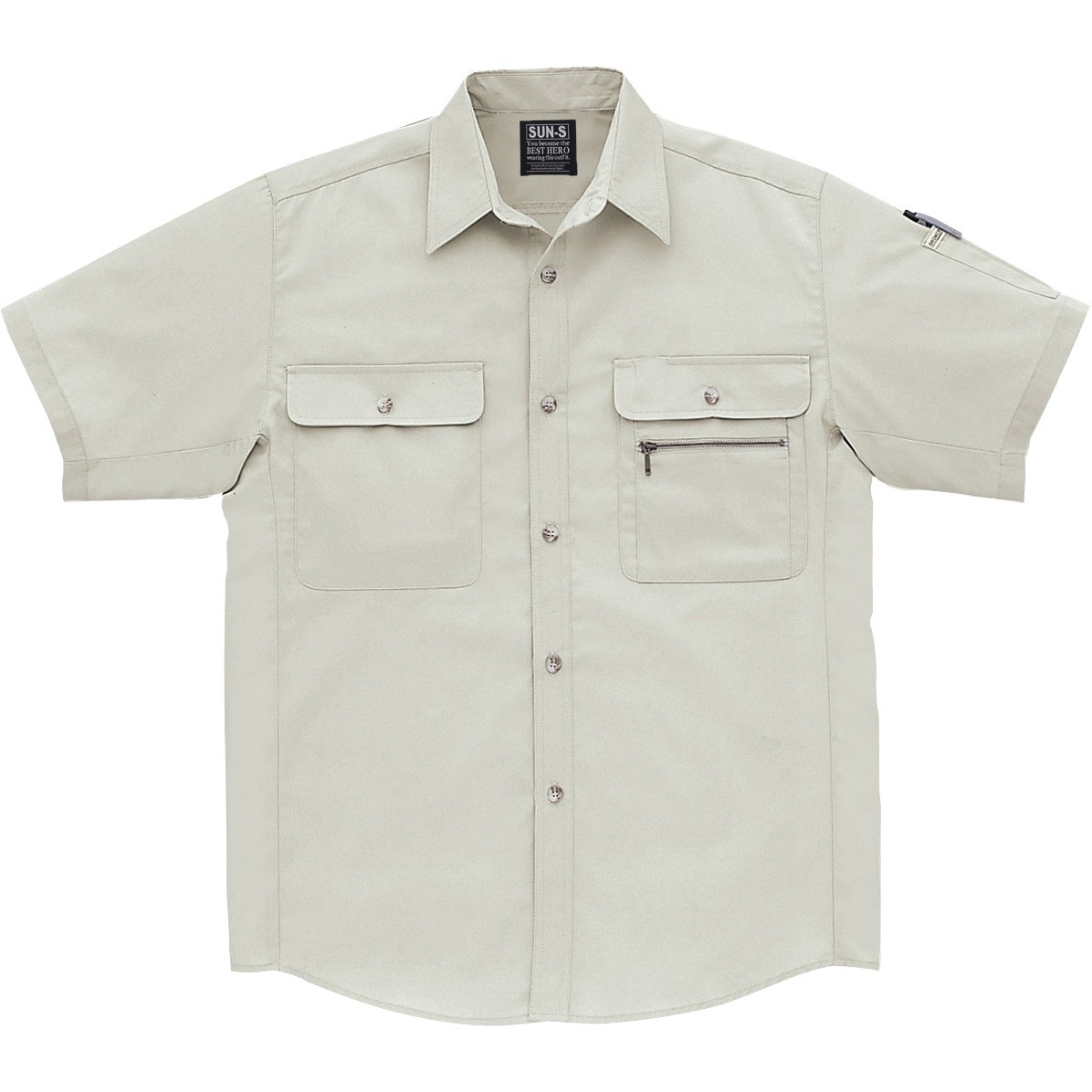 WA327 半袖トリカットシャツ WA327 サンエス サマーツイル アイボリー色 サイズXL着丈79cm