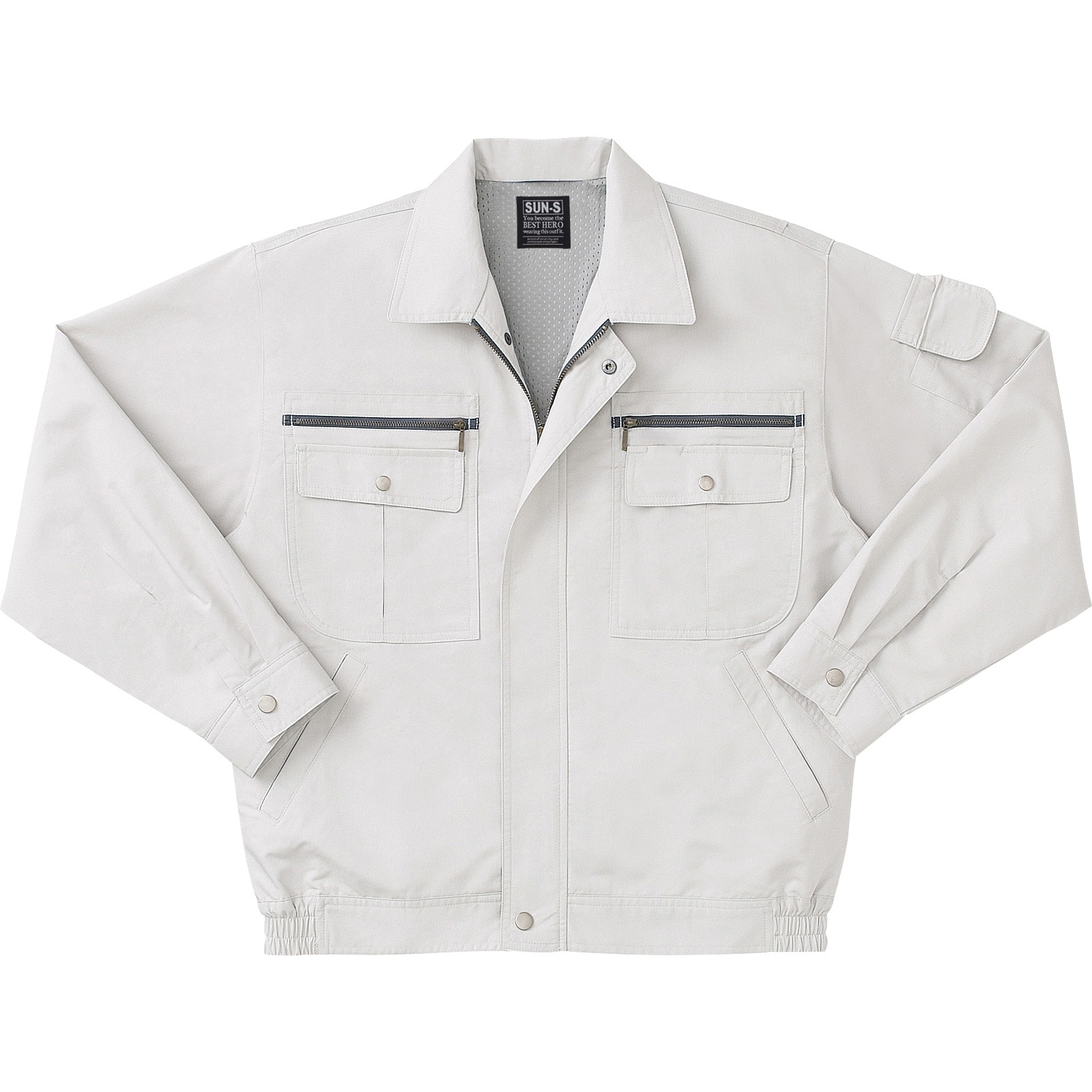 WA821 長袖ブルゾン WA821 サンエス ポプリン ペールグレー色 M着丈62cm