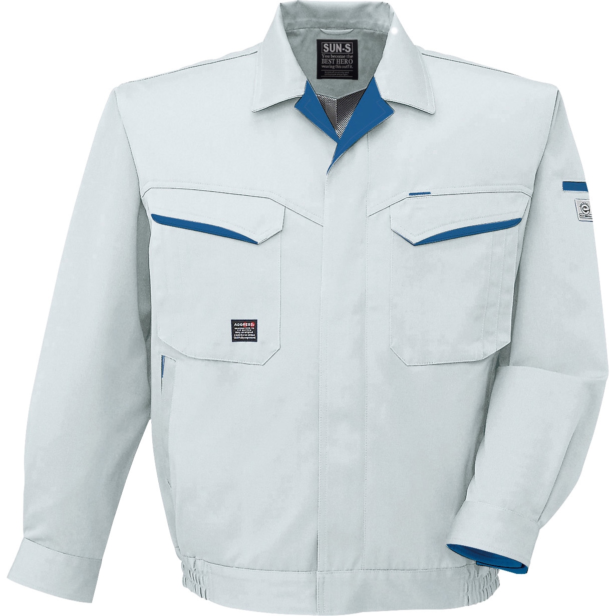 WA10481 長袖ブルゾン WA10481 サンエス 帯電防止 混率(%):再生ポリエステル60/綿40 シルバー色 S着丈61cm