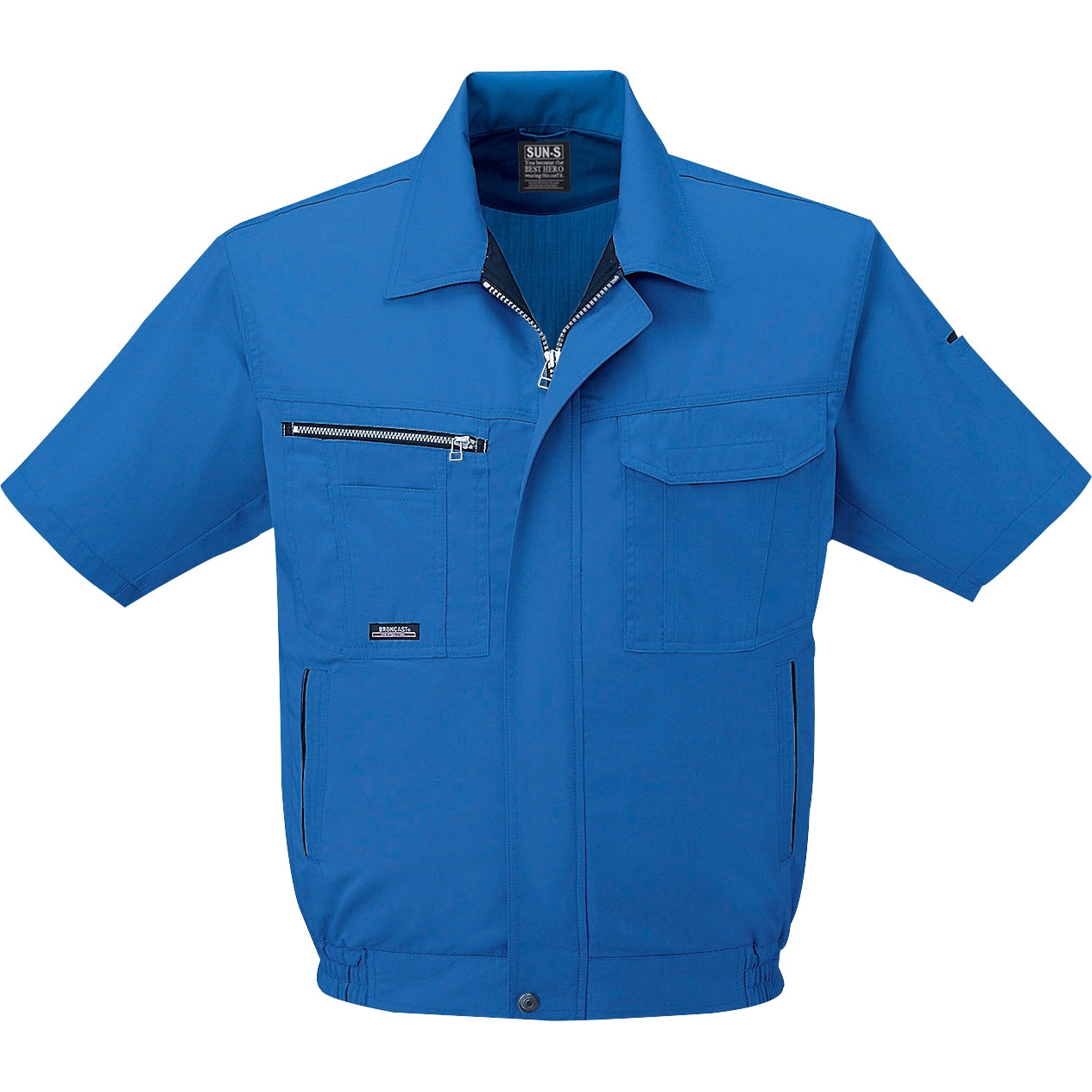 WA10550 半袖ブルゾン WA10550 サンエス サマーツイル ブルー色 5L着丈71cm