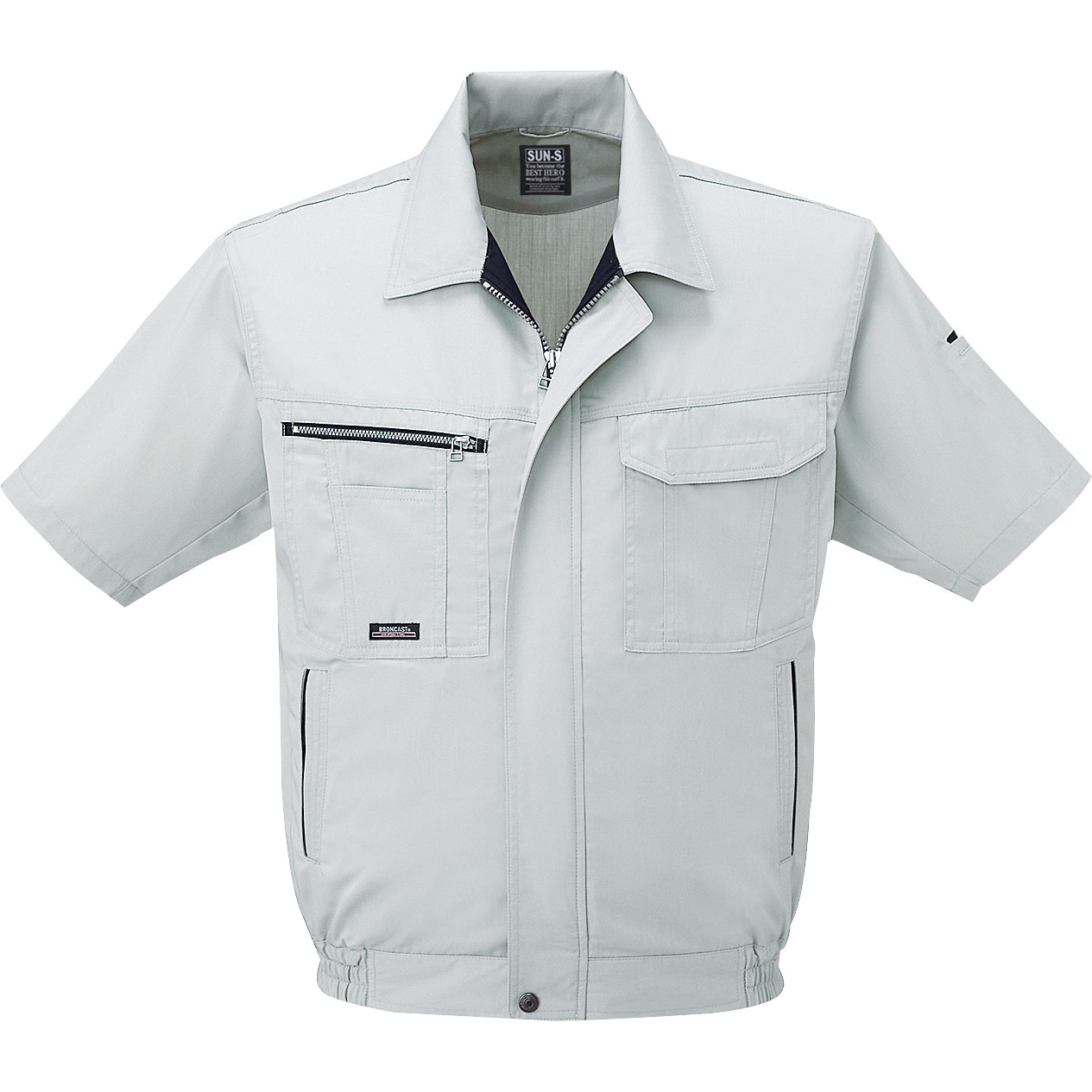 WA10550 半袖ブルゾン WA10550 サンエス サマーツイル シルバー色 M着丈63cm