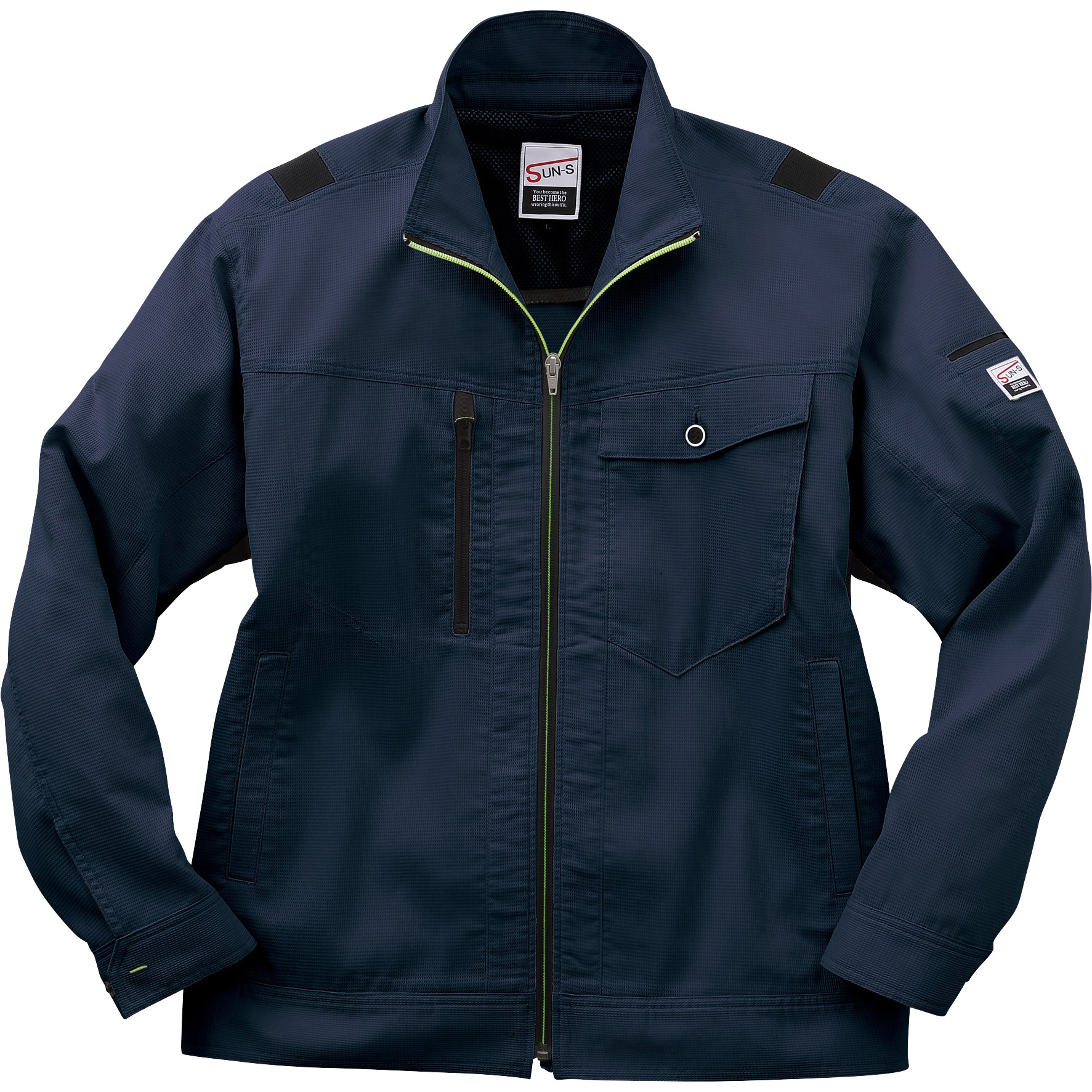 WA11811 長袖ブルゾン WA11811 サンエス ストレッチハチスハニカム ネイビー色 S着丈61cm