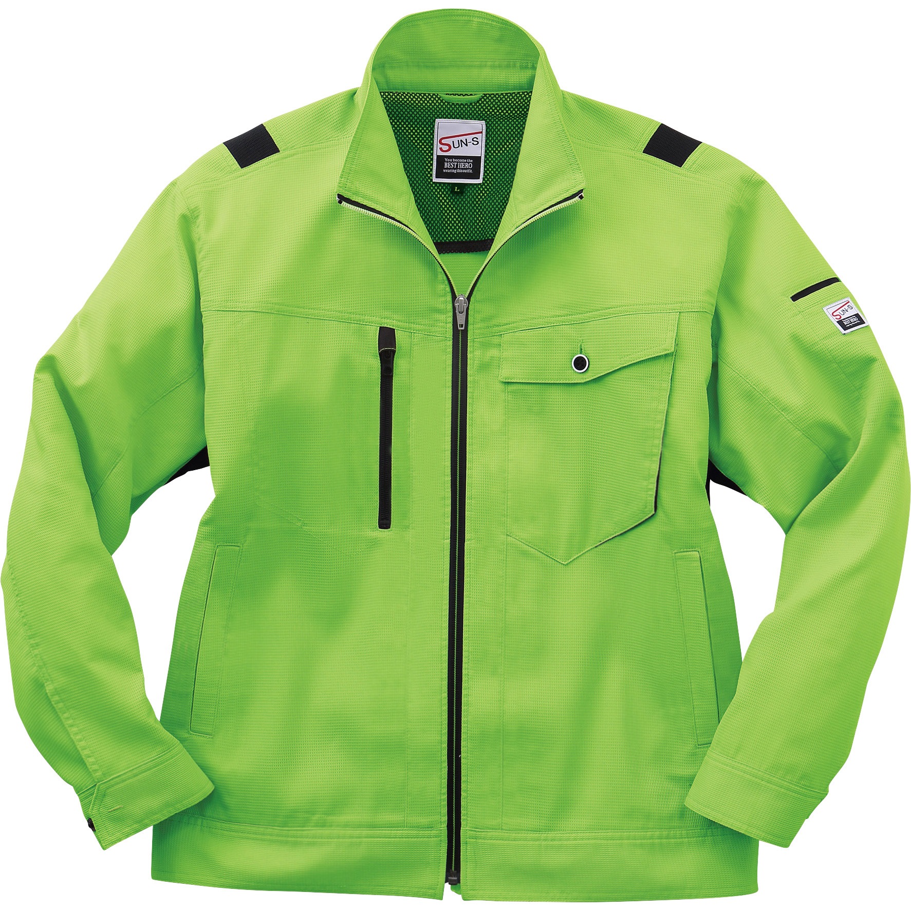 WA11811 長袖ブルゾン WA11811 サンエス ストレッチハチスハニカム ライムグリーン色 S着丈61cm