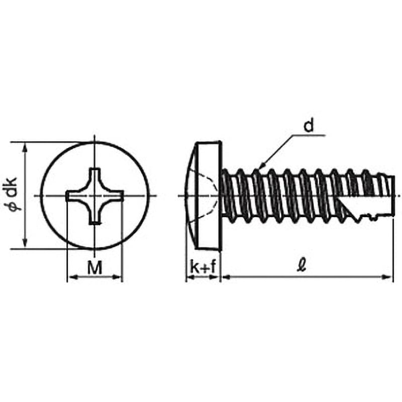 4×12 (+)バインドタッピンねじ 2種溝付きB-1形 (ステンレス)(パック品