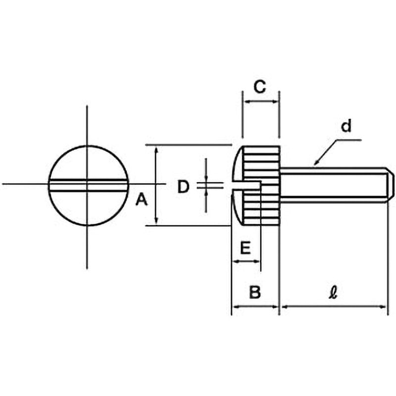 6×10 ECO-BS スリワリ付ローレットビス (黄銅(低カドミ材)・ニッケルメッキ)(小箱) ノーブランド おねじ 丸形 ねじの呼びM6取付長10mm 1箱(100個)