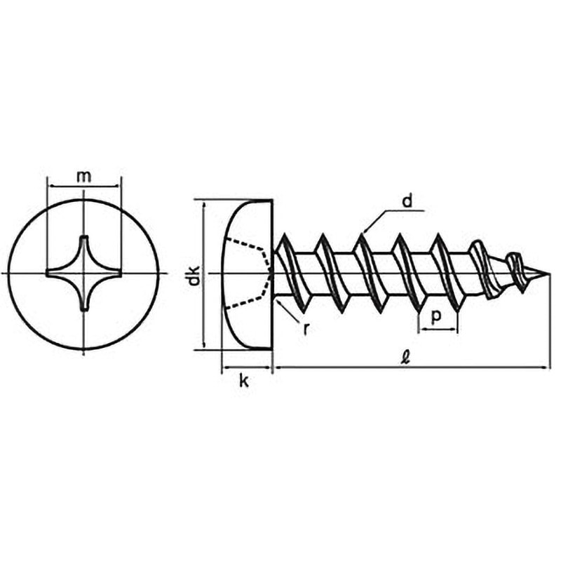 8×60 (+)ナベタッピンねじ 1種A形 (ステンレス)(小箱) 大阪魂 十字穴