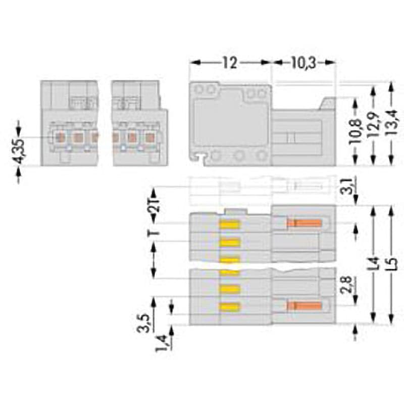 734-306 スプリング式コネクタ メール(オス)側(ピンピッチ3.5mm) 734