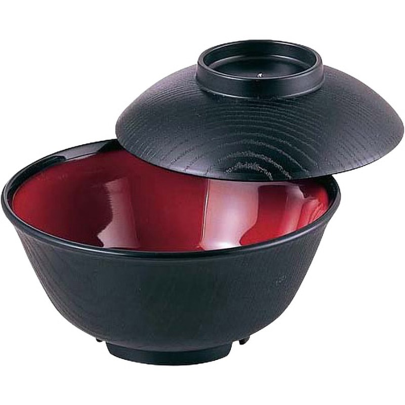SW-123 二色種丼(蓋付) タカギ産業 黒/内ワイン色 直径158mm高さ99mm