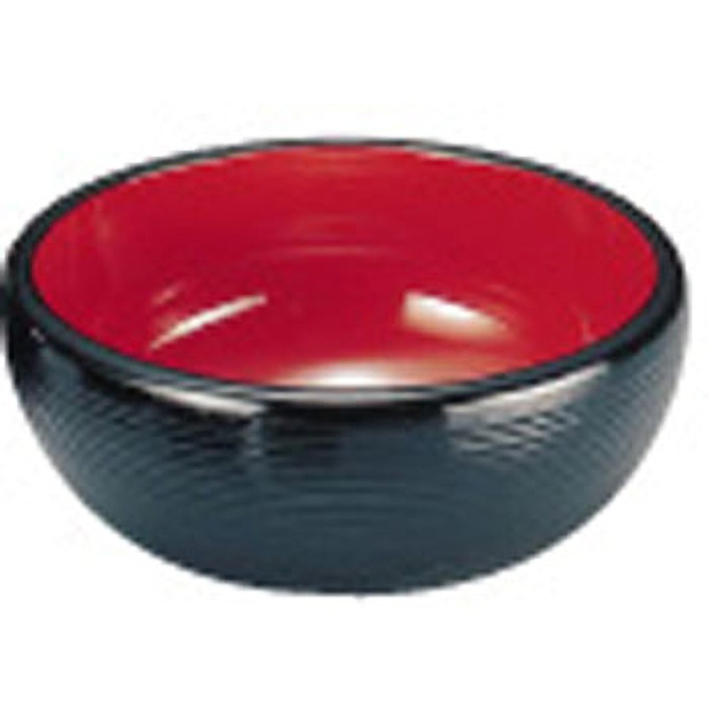 千筋ナツメ鉢 黒内朱 6寸 38021130 福井クラフト 6寸千筋ナツメ鉢黒内朱 38021130 : なないろ