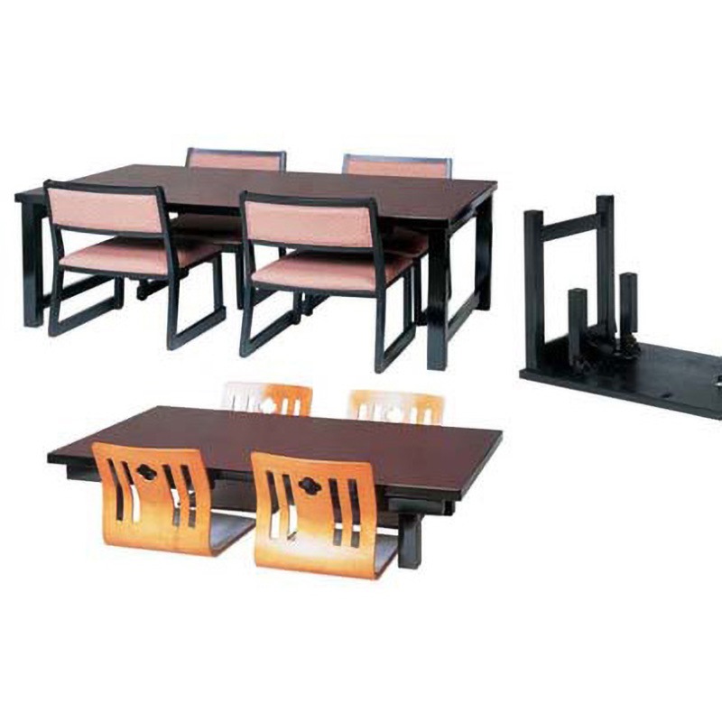 木製高脚・低脚テーブルM黒木目 8本脚 福井クラフト 和風テーブル/座卓