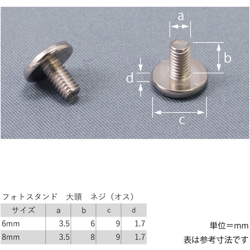 フォトスタンドネジ 大頭(オス) 1パック(100個) メイワパーツ 【通販