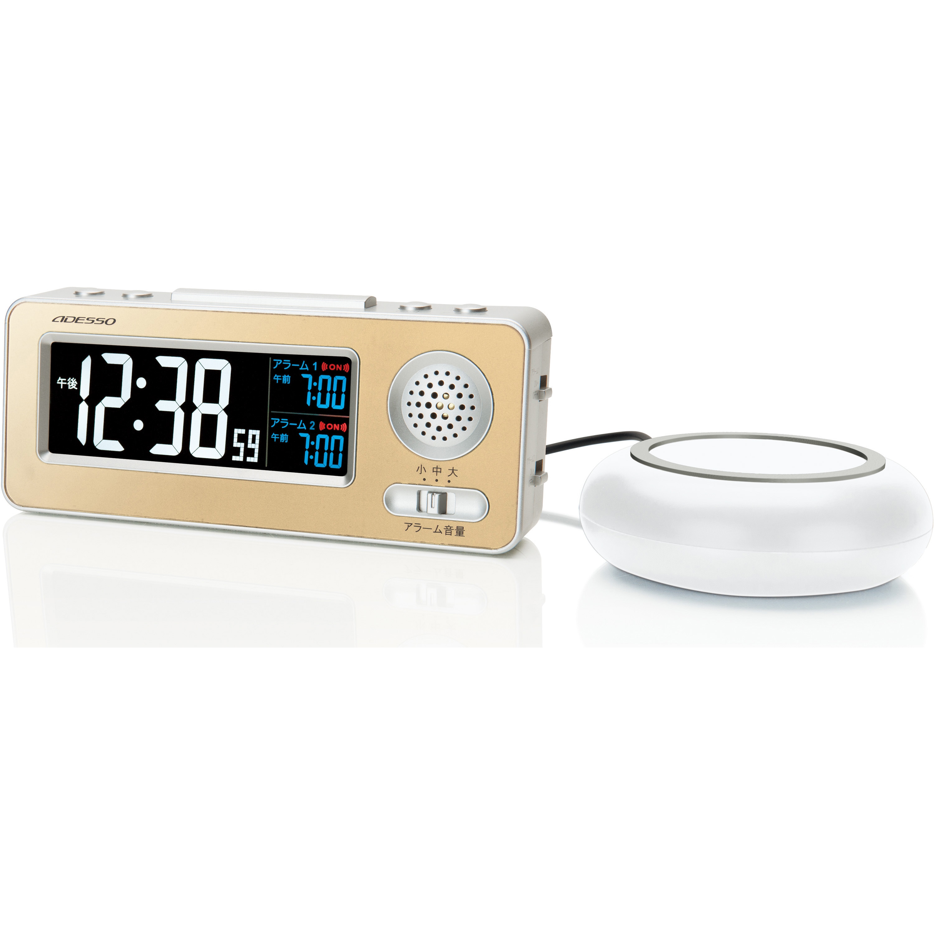 ADESSO(アデッソ) 目覚まし時計 振動 デジタル 電波時計 ダブルアラーム スヌーズ機能付き ブラック 電波時計