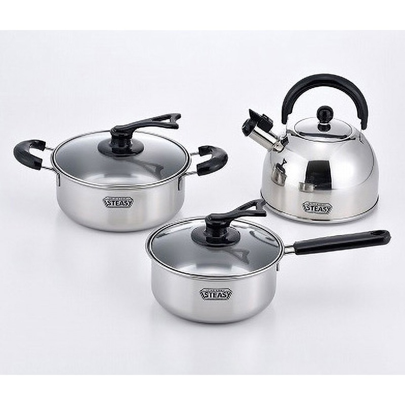 MA-9677 スティージー 片手鍋&両手鍋&ケトル3点鍋セット 1個 和平