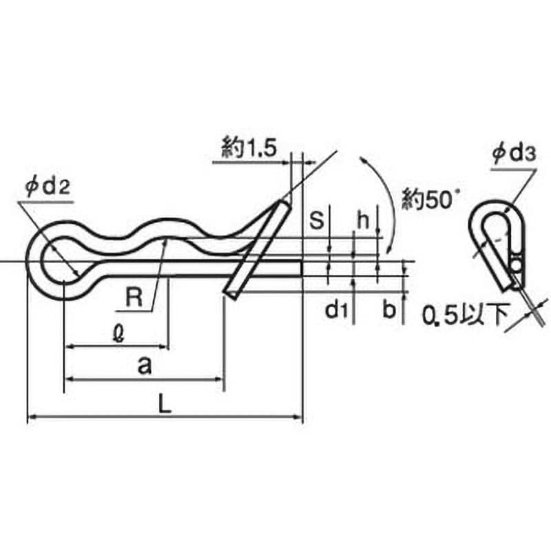 SSP-10011 抜け止めスナップピン(鉄/三価ホワイト)(パック品) 1 SSP-10011 抜け止めスナップピン(鉄/三価ホワイト)(パック品) 1