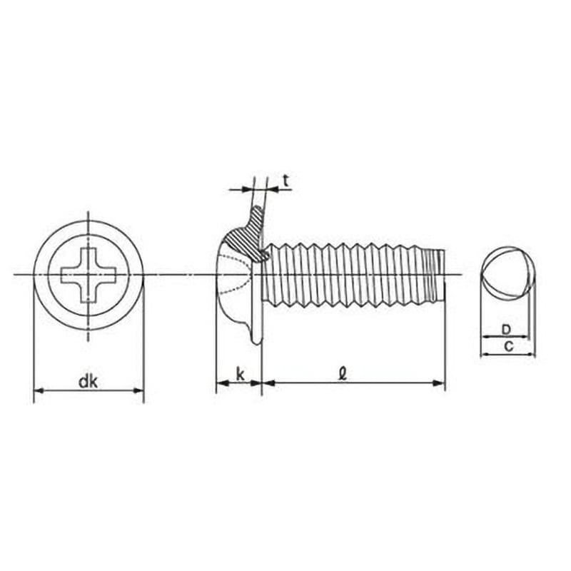 M4×10 (+)SP座付ねじSタイプ(鉄/クロメート)(小箱) 大阪魂 呼びM4長さ