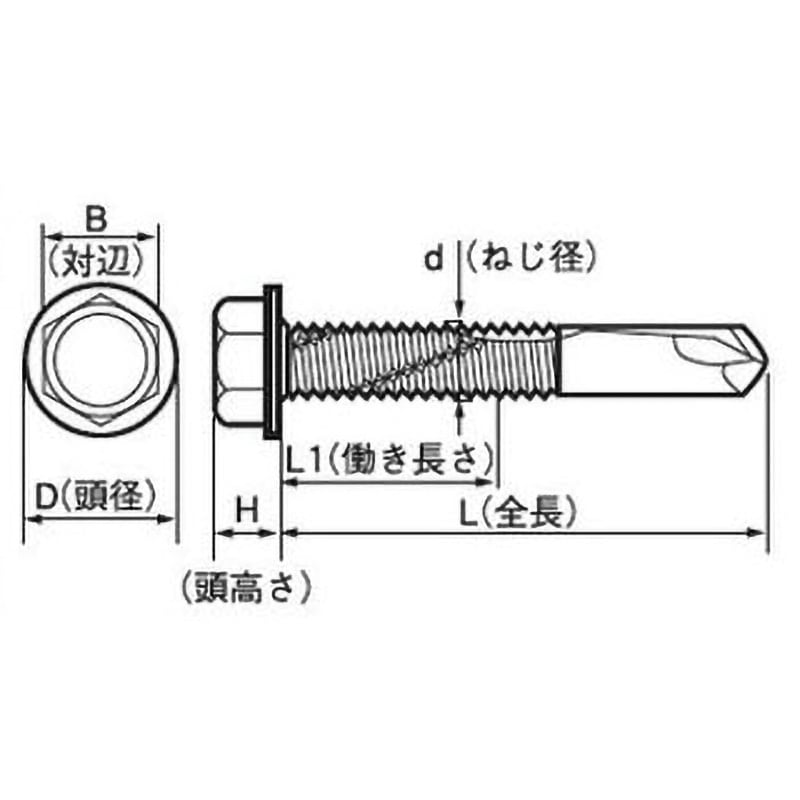M5.5×50 ジャックポイントHEX NO.5(鉄/ラスパートシルバー)(小箱