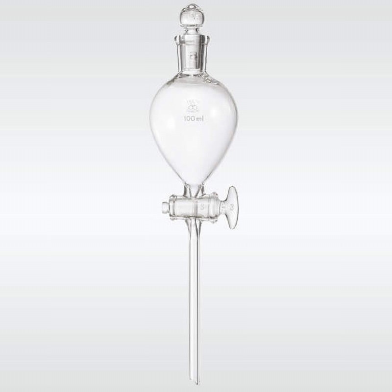 透明摺合せ分液ロート 三商 球型 ガラスコックタイプ 容量50mL