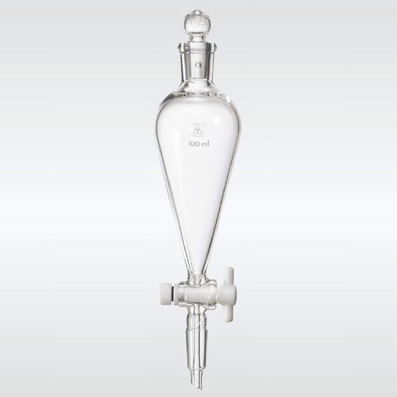 透明摺合分液ロートスキーブ型 PTFEコック 三商 容量100mL