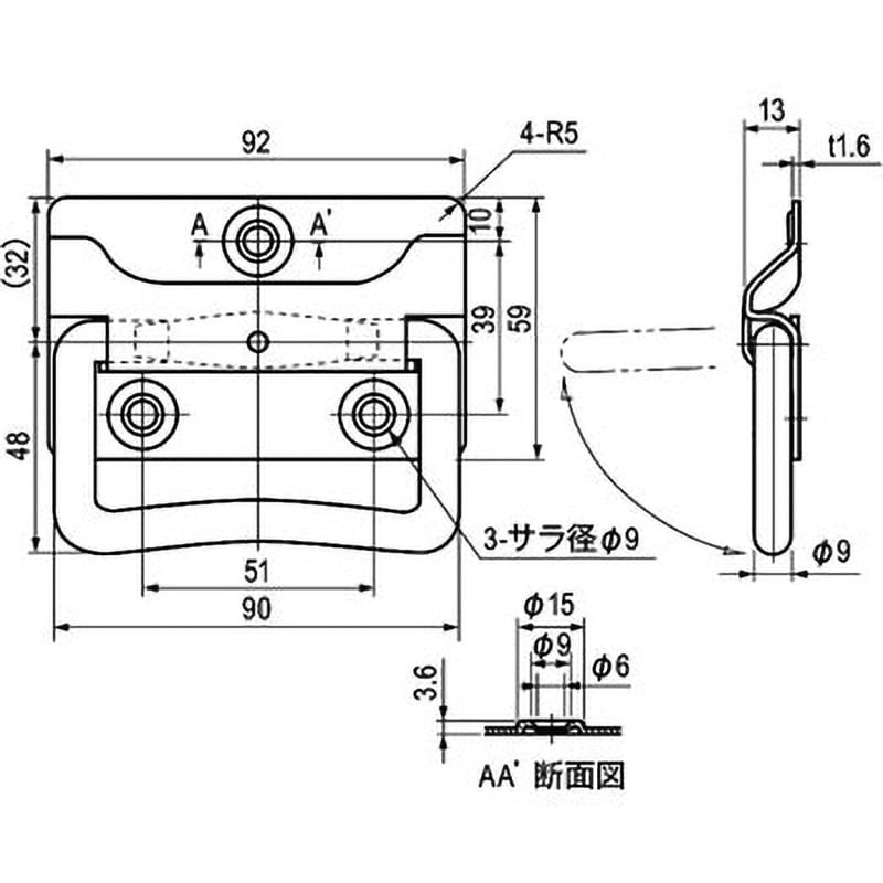 THA-11-2 角型トランク取手 1個 栃木屋 【通販モノタロウ】