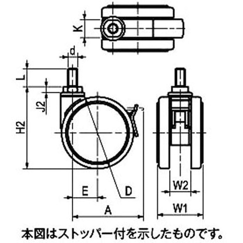 TCA-FZ100N12 双輪キャスター(ベアリング内蔵仕様) 栃木屋 静音 ネジ式 車輪径100mm  TCA-FZ100N12