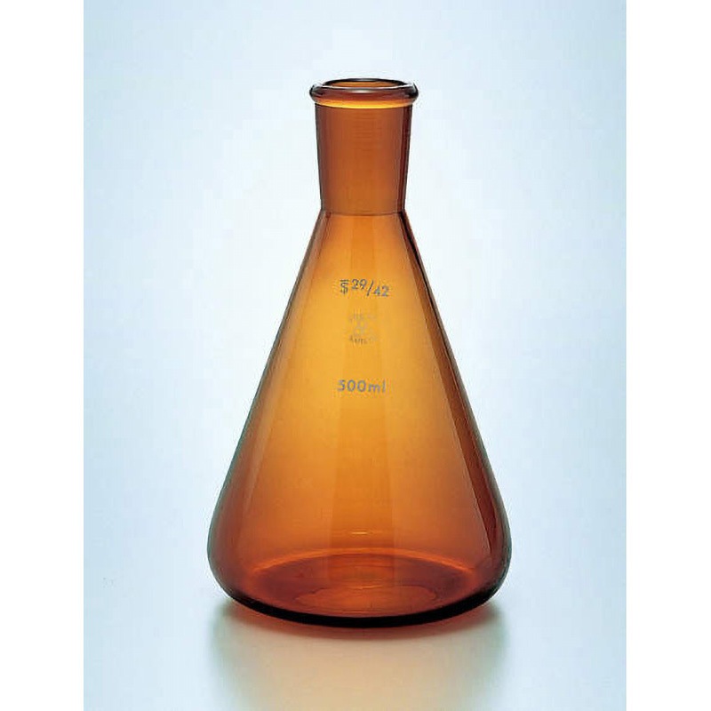 共通摺合せ三角フラスコ 茶色 三商 100mL