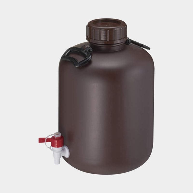 ポリ広口茶色瓶 ケミカルコック付 三商 20L