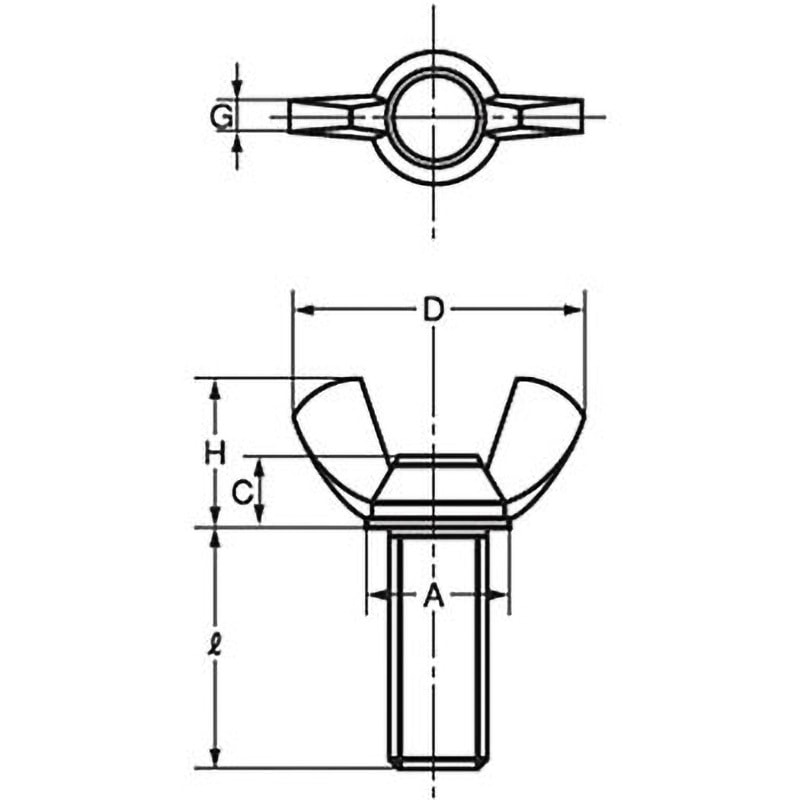 M4×10 冷間蝶ボルト(鉄/ユニクロ)(小箱) 大阪魂 呼びM4長さ10mm 1箱(600個)