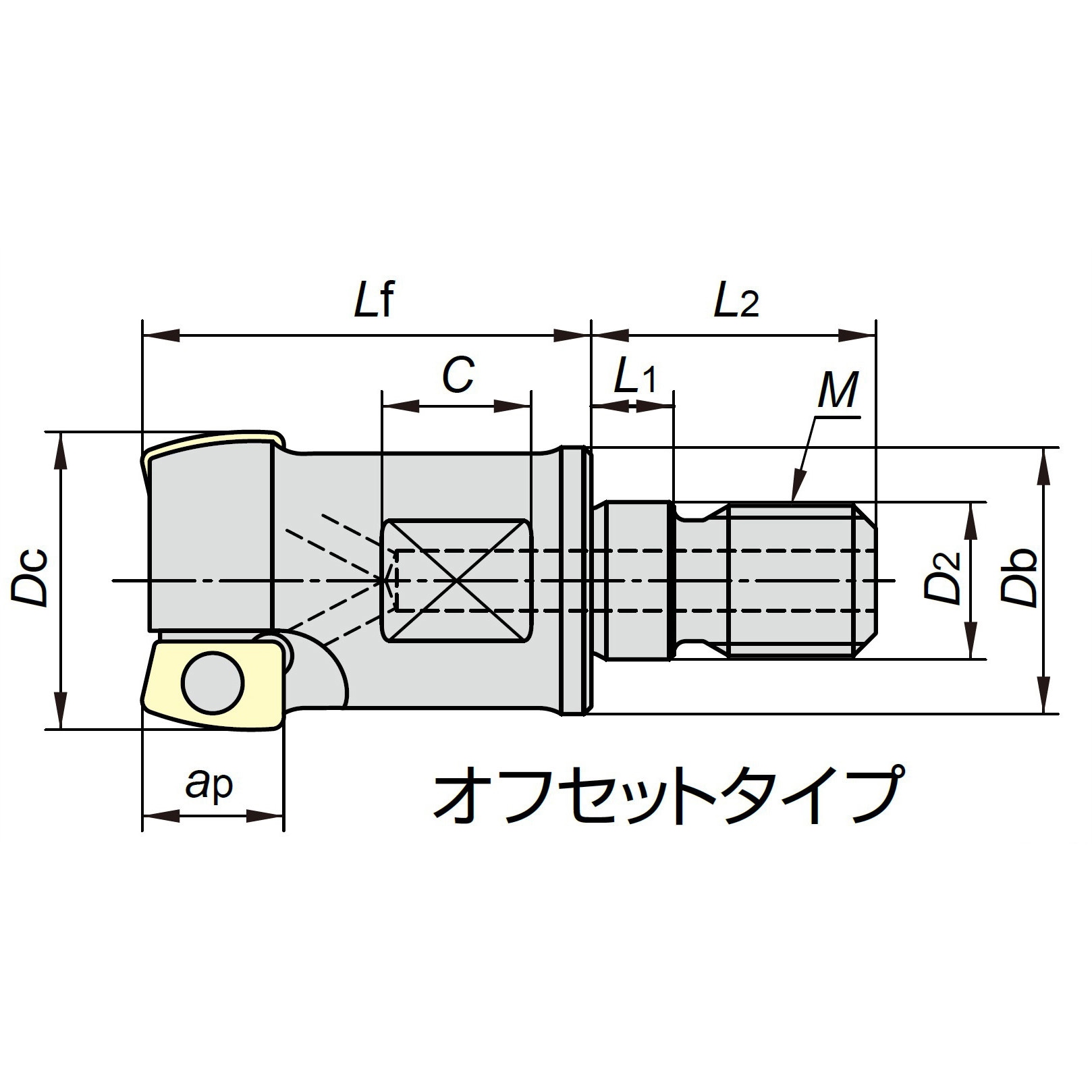 GF1T2016M-2-M8 ガレア オフセットタイプ MOLDINO(旧:三菱日立ツール) 2枚刃 先端径16mmシャンク径8.5mm有効長25mm  GF1T2016M-2-M8